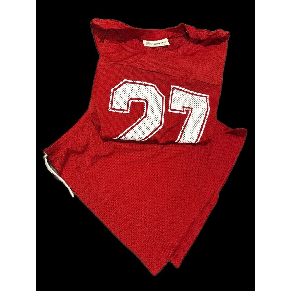 No Boundaries Mesh Jersey Set 27 Red White V-Neck Drawstring Shorts Top